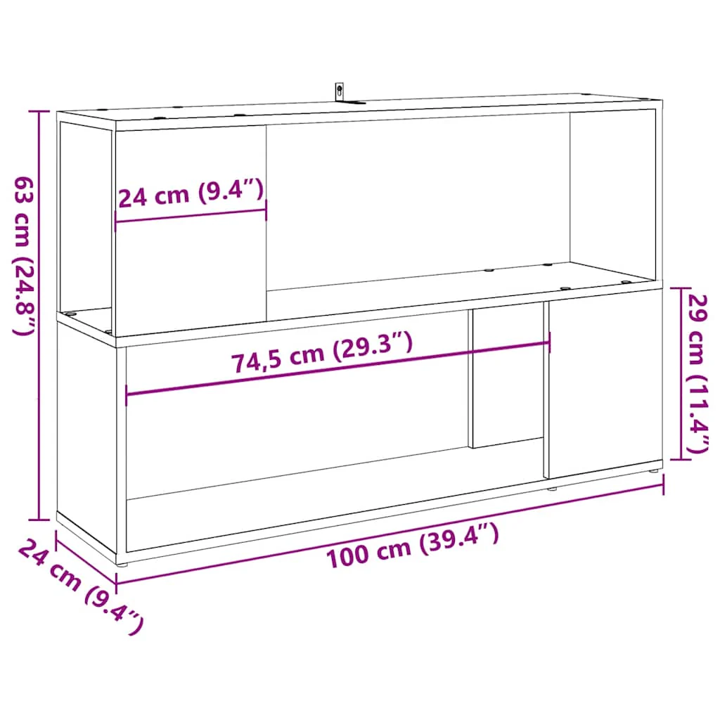 bogreol 100x24x63 cm konstrueret træ kunsteg - Image 8