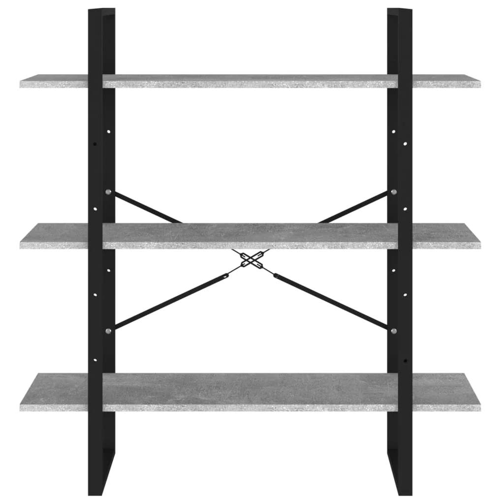 bogreol 100x30x105 cm konstrueret træ betongrå - Image 5