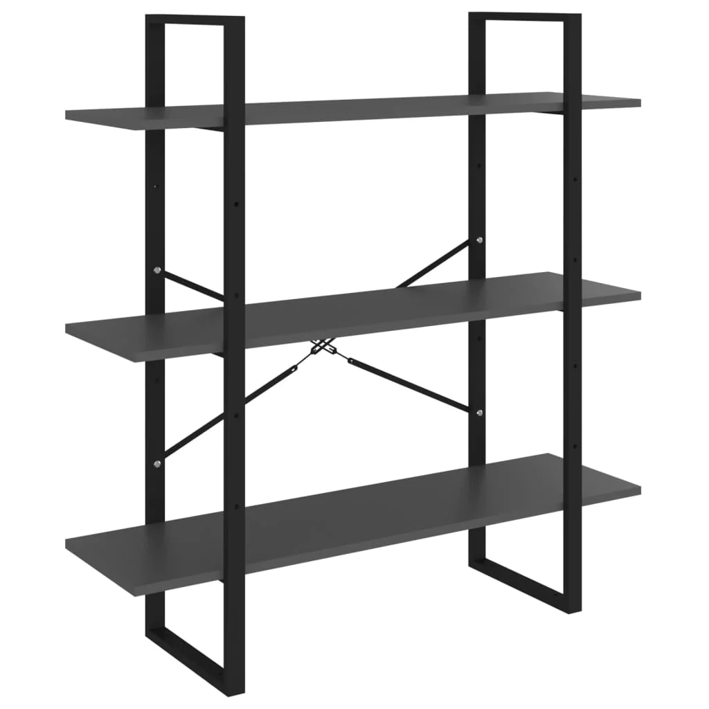 bogreol 100x30x105 cm konstrueret træ grå - Image 2