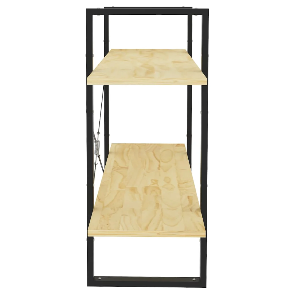 bogreol 100x30x70 cm 2 hylder massivt fyrretræ - Image 6