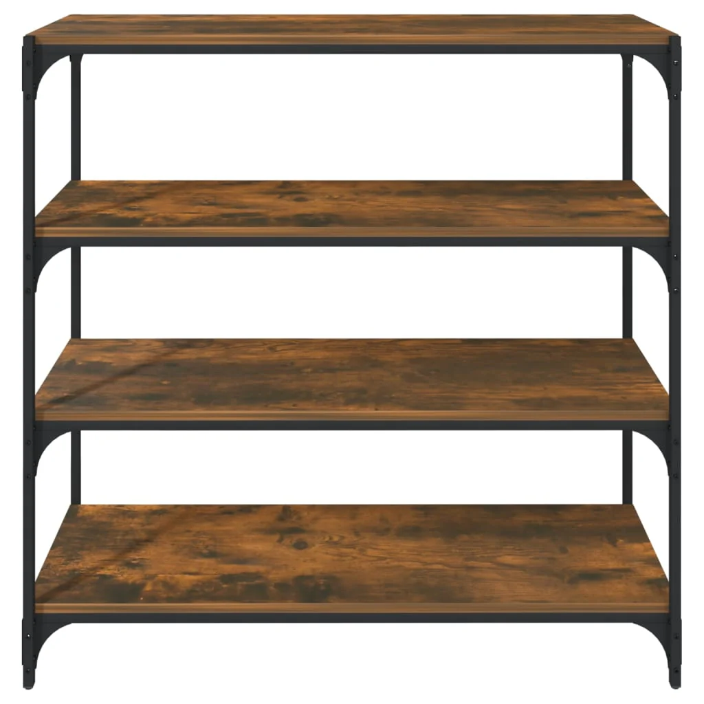 bogreol 100x33x100 cm konstrueret træ og stål røget egetræ - Image 5