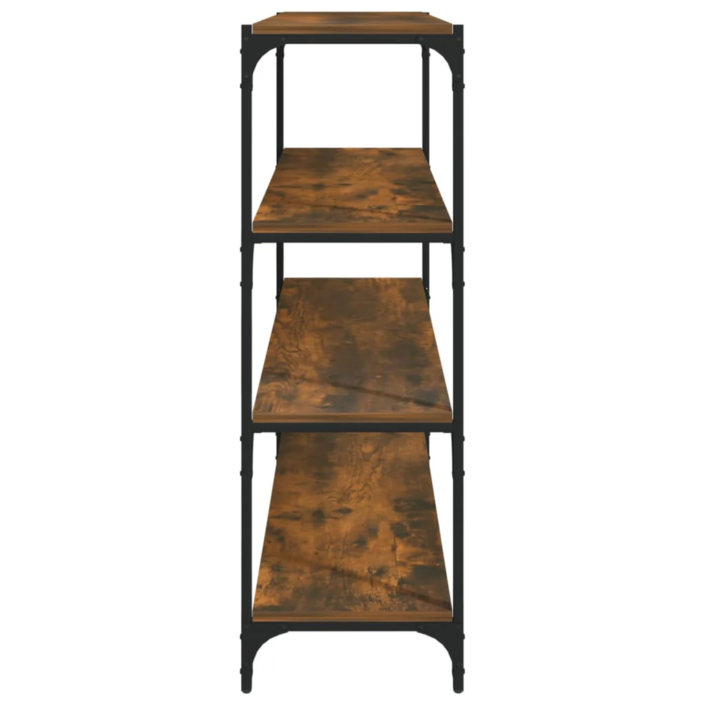bogreol 100x33x100 cm konstrueret træ og stål røget egetræ - Image 6