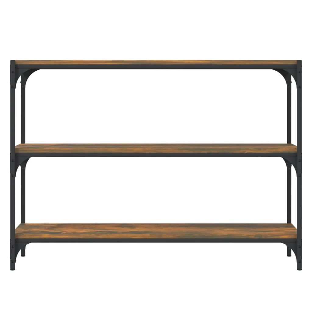 bogreol 100x33x70,5 cm konstrueret træ og stål røget egetræ - Image 5