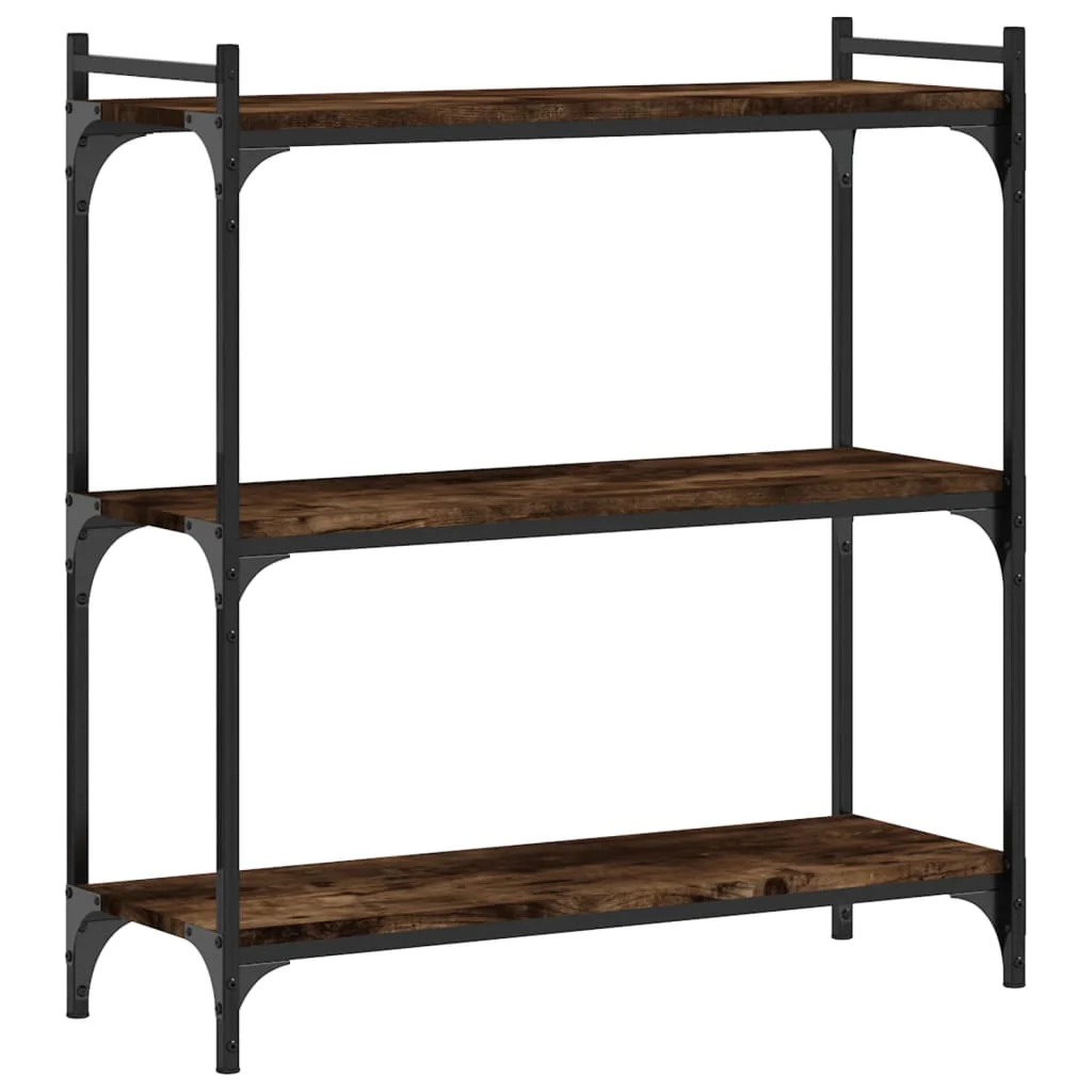 bogreol 3 hylder 80x30x86 cm konstrueret træ røget eg - Image 6