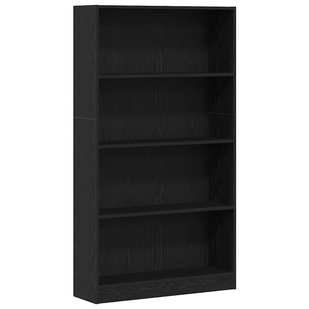 bogreol 4 hylder 80x24x143 cm konstrueret træ sort egetræsfarve - Image 2