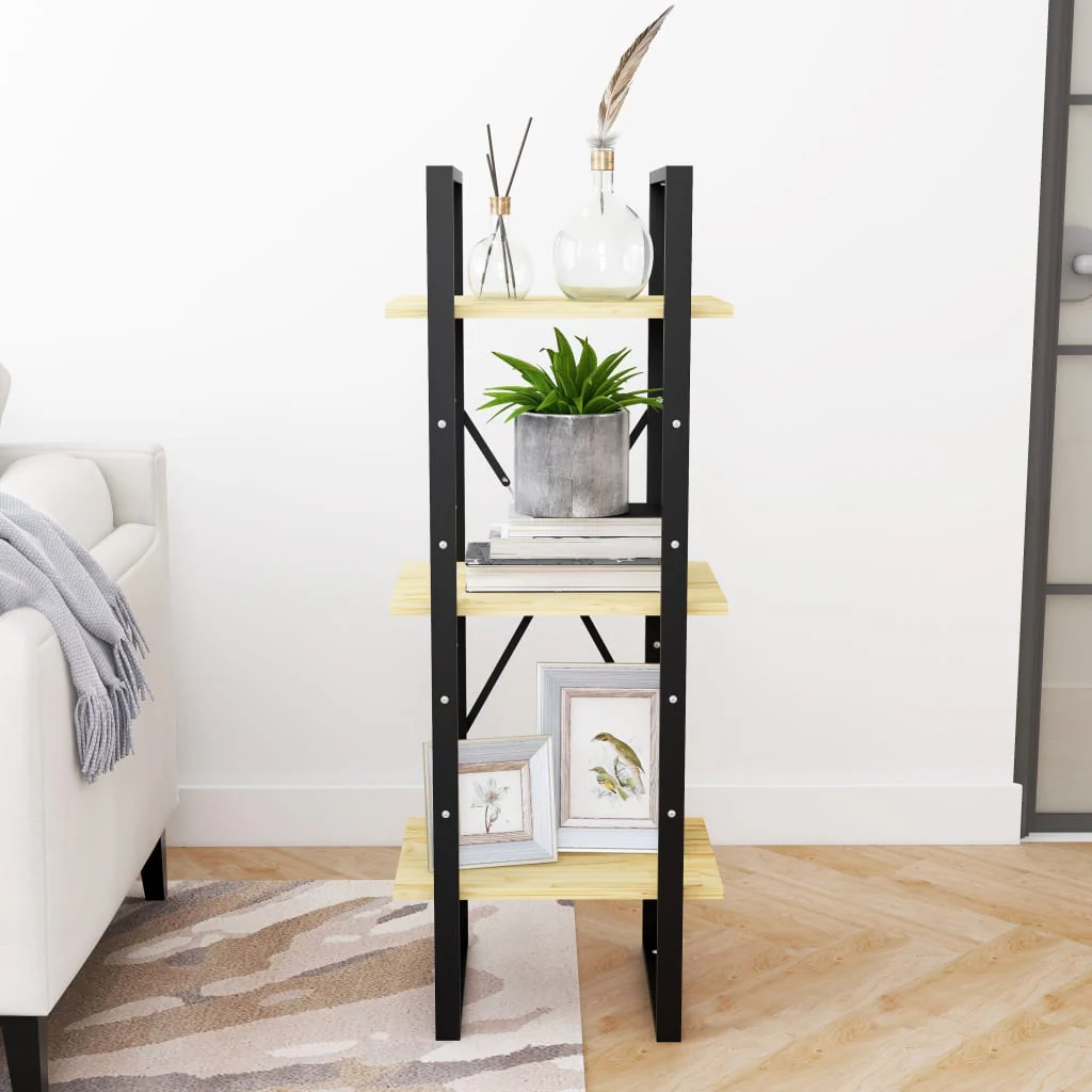 bogreol 40x30x105 cm 3 hylder massivt fyrretræ - Image 3