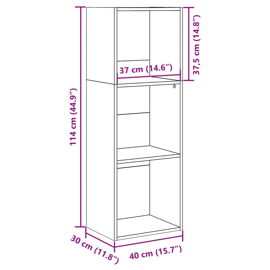 bogreol 40x30x114 cm konstrueret træ egetræsfarve - Image 8