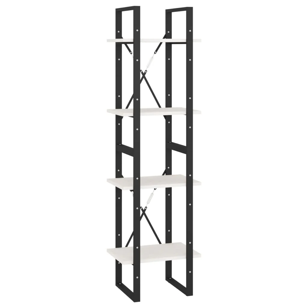 bogreol 40x30x140 cm 4 hylder massivt fyrretræ hvid - Image 2