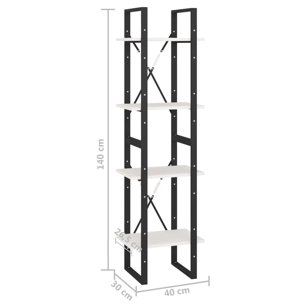 bogreol 40x30x140 cm 4 hylder massivt fyrretræ hvid - Image 8