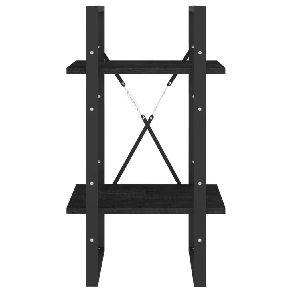 bogreol 40x30x70 cm 2 hylder massivt fyrretræ sort - Image 5