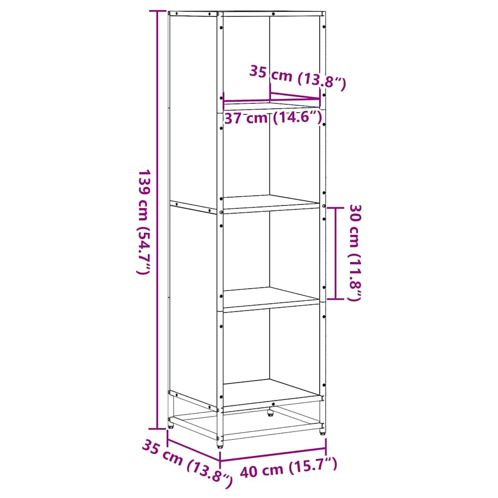 bogreol 40x35x139 cm konstrueret træ sort - Image 8