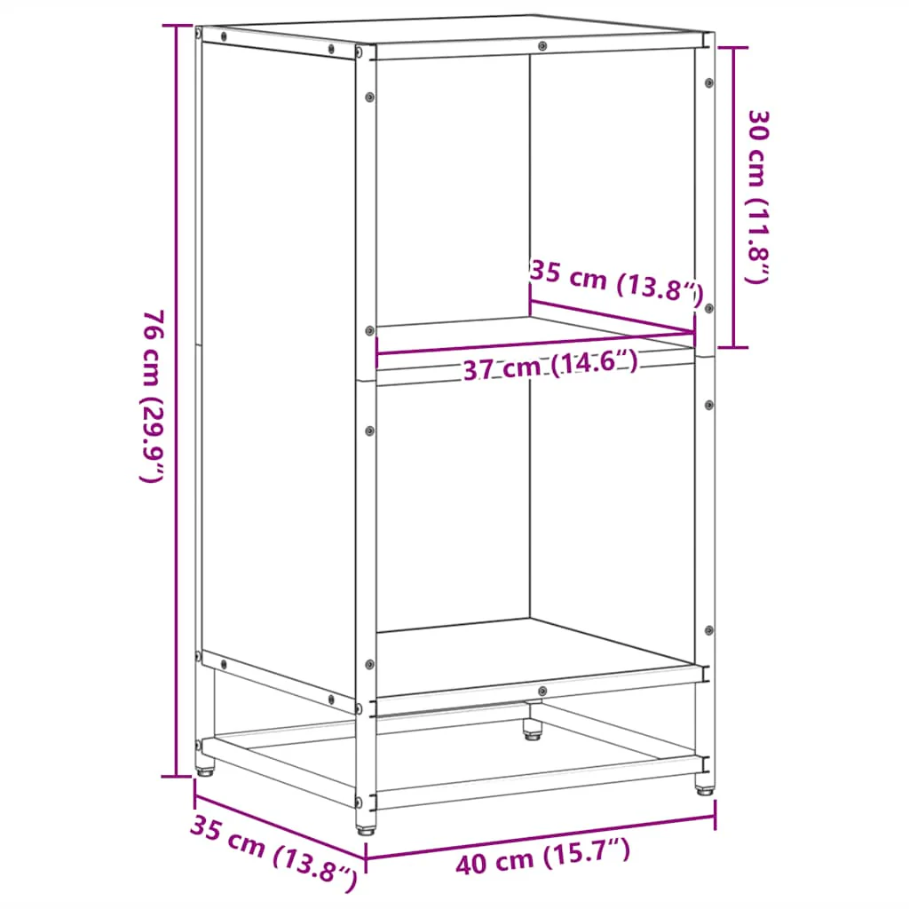 bogreol 40x35x76 cm konstrueret træ sort - Image 8