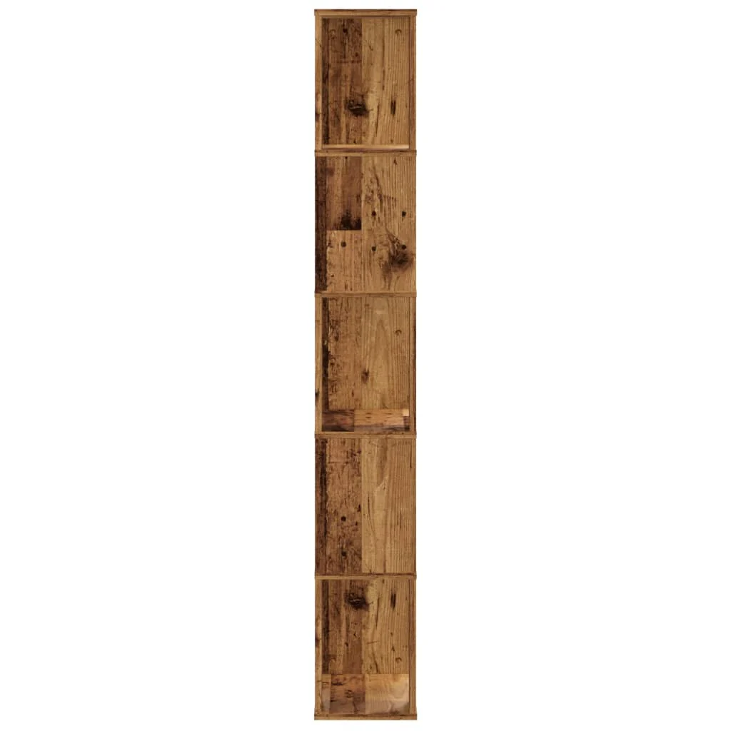 bogreol 45x23,5x162,5 cm 5 hylder konstrueret træ gammelt træ - Image 4