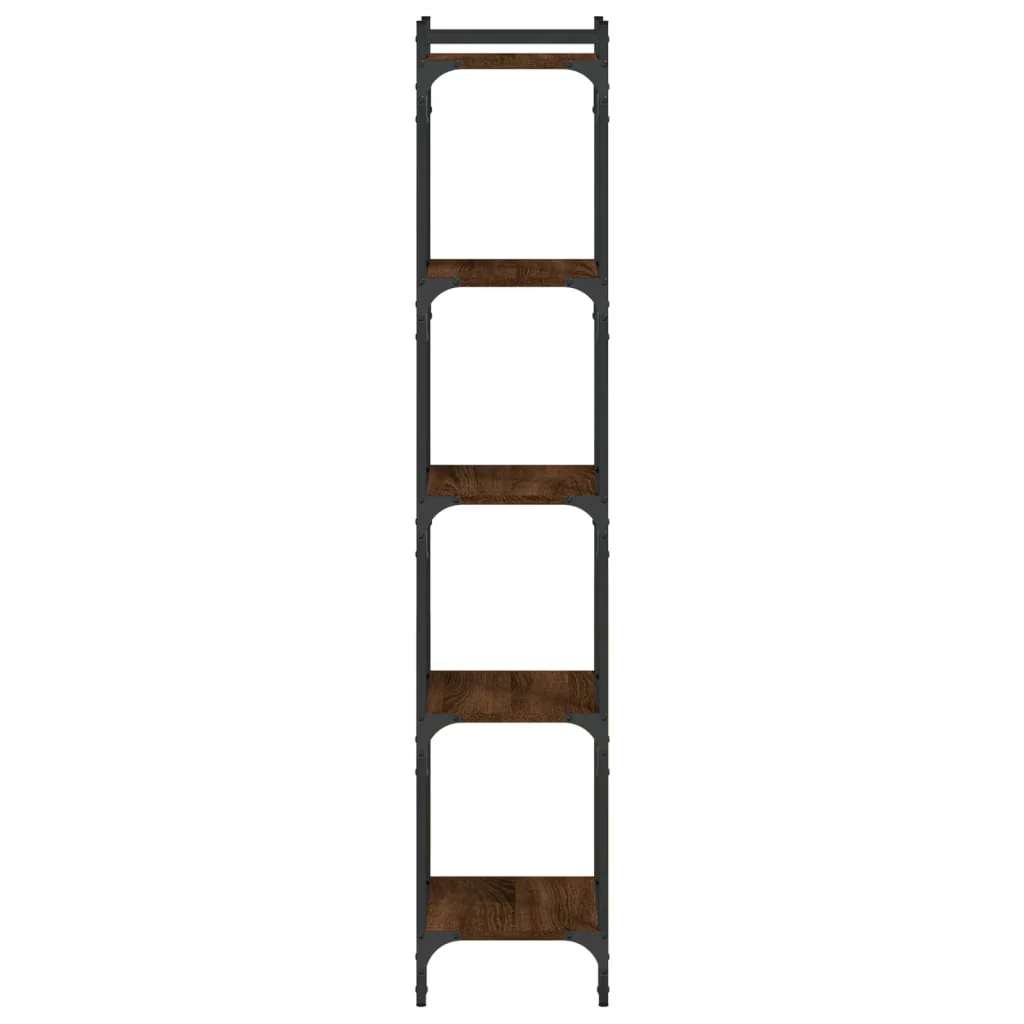 bogreol 5 hylder 40x30x154 cm konstrueret træ brunt eg - Image 5