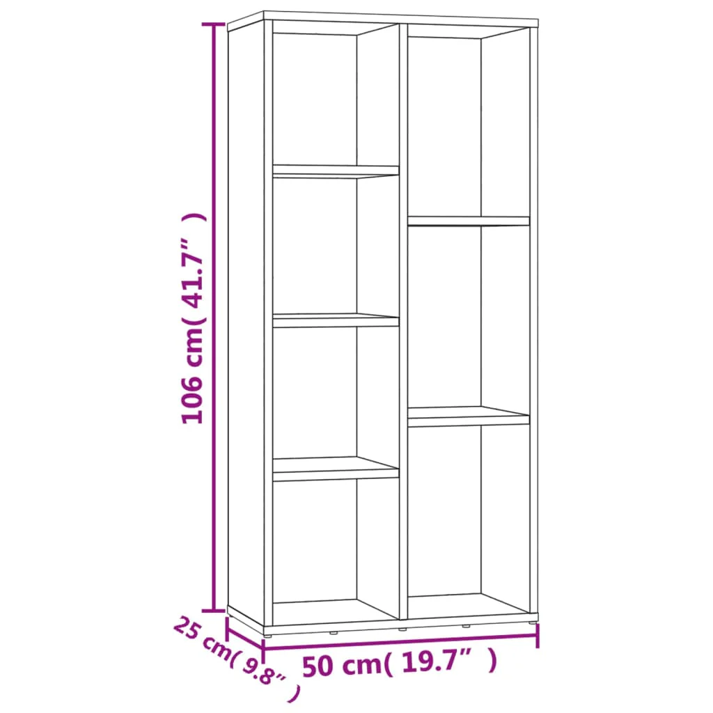 bogreol 50x25x106 cm konstrueret træ betongrå - Image 7