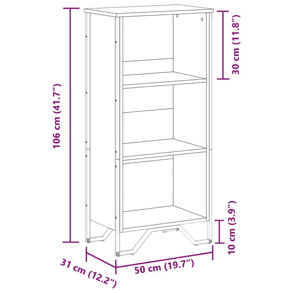 bogreol 50x31x106 cm konstrueret træ røget egetræsfarve - Image 8