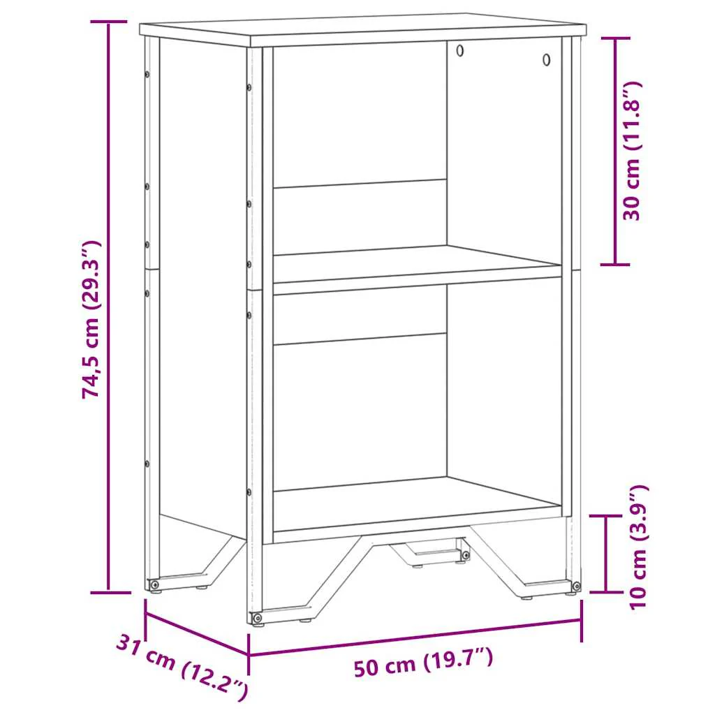 bogreol 50x31x74,5 cm konstrueret træ røget egetræsfarve - Image 8