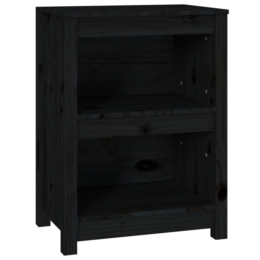bogreol 50x35x68 cm massivt fyrretræ sort - Image 2