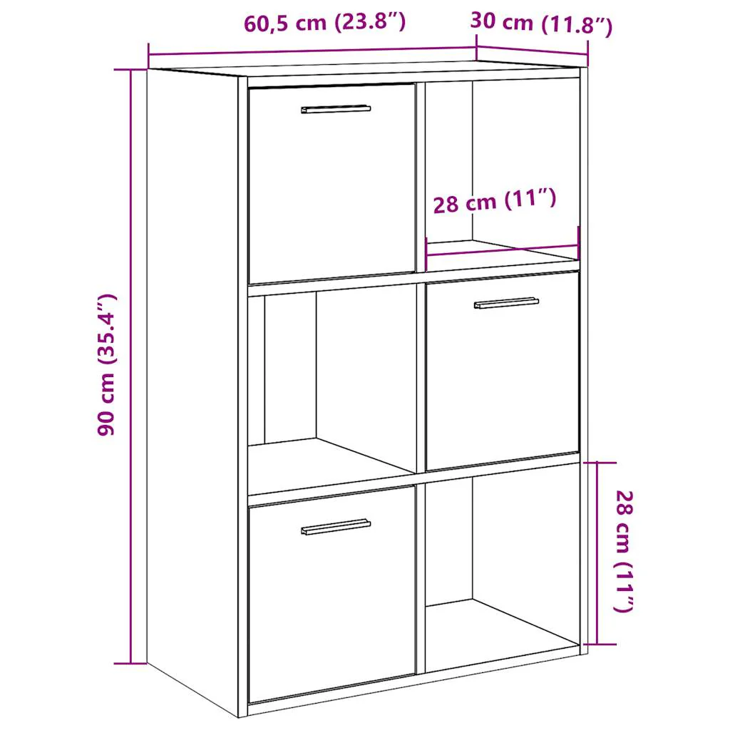 bogreol 60,5x30x90 cm konstrueret træ antikt træ - Image 10