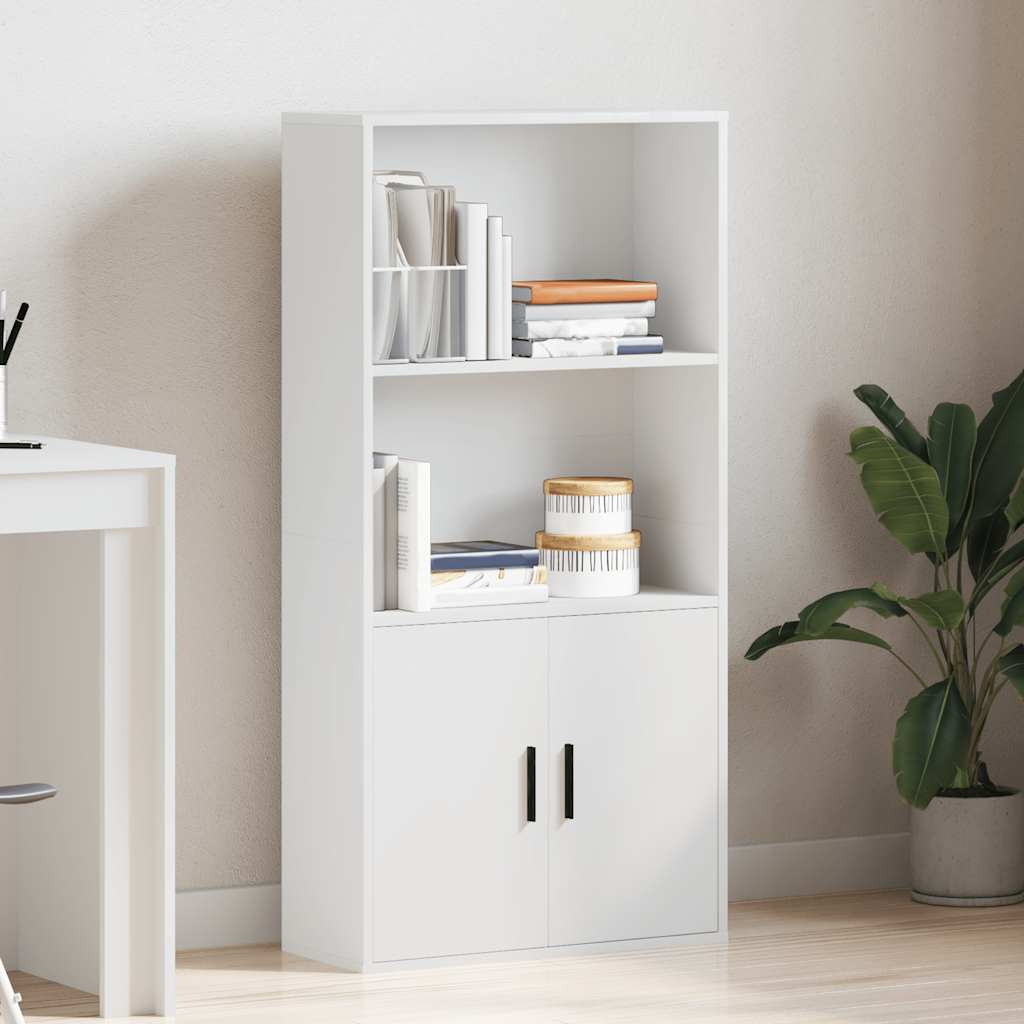 bogreol 60x24x120 cm konstrueret træ hvid - Image 3