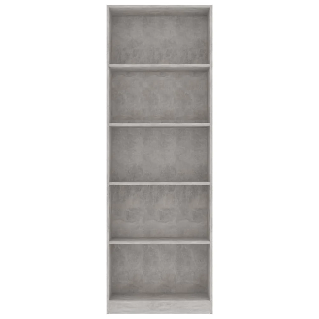 bogreol 60x24x175 cm 5 hylder konstrueret træ betongrå - Image 4