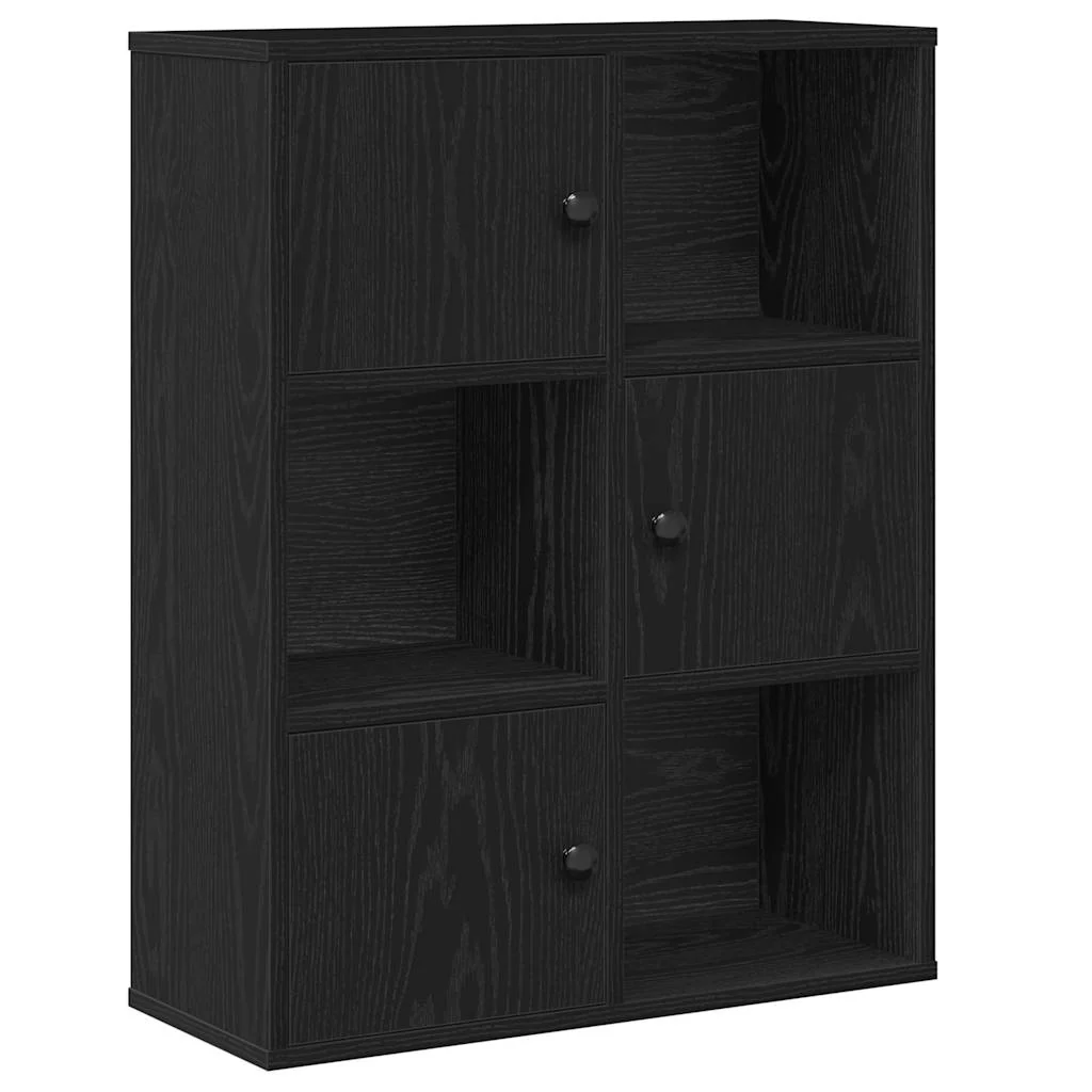 bogreol 60x24x76,5 cm konstrueret træ sort-eg - Image 2