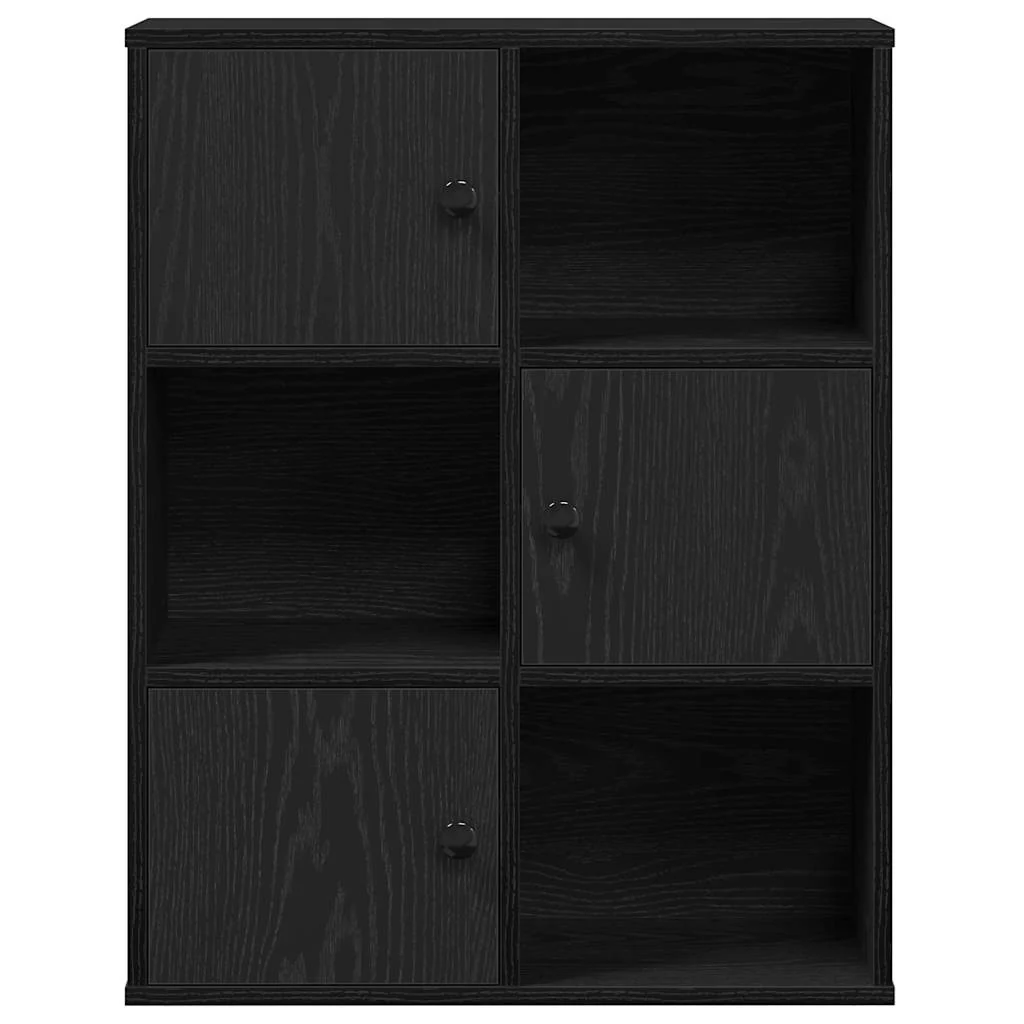bogreol 60x24x76,5 cm konstrueret træ sort-eg - Image 5