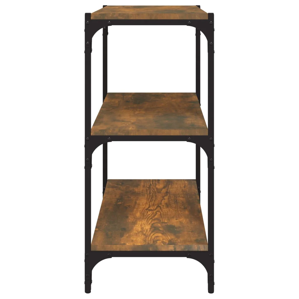 bogreol 60x33x70,5 cm konstrueret træ og stål røget egetræ - Image 6