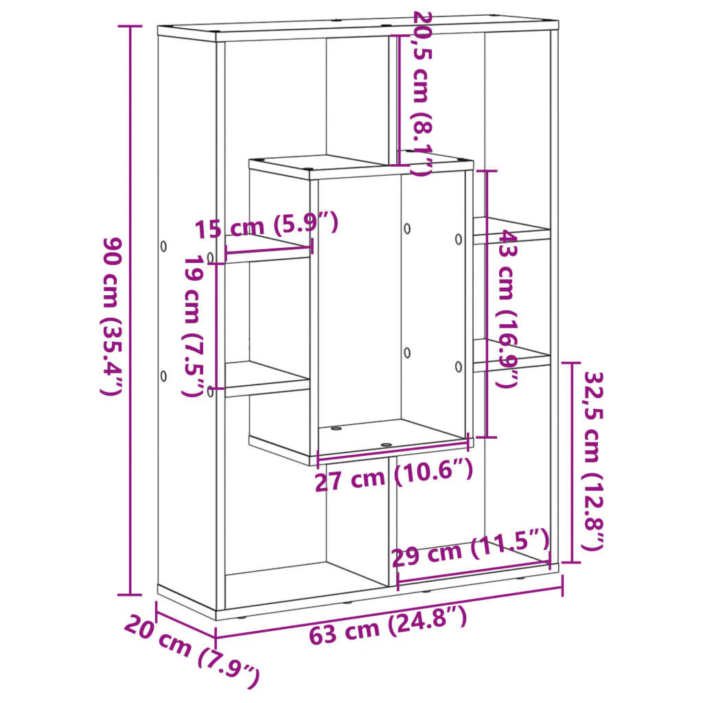 bogreol 63x20x90 cm konstrueret træ sonoma-eg - Image 10