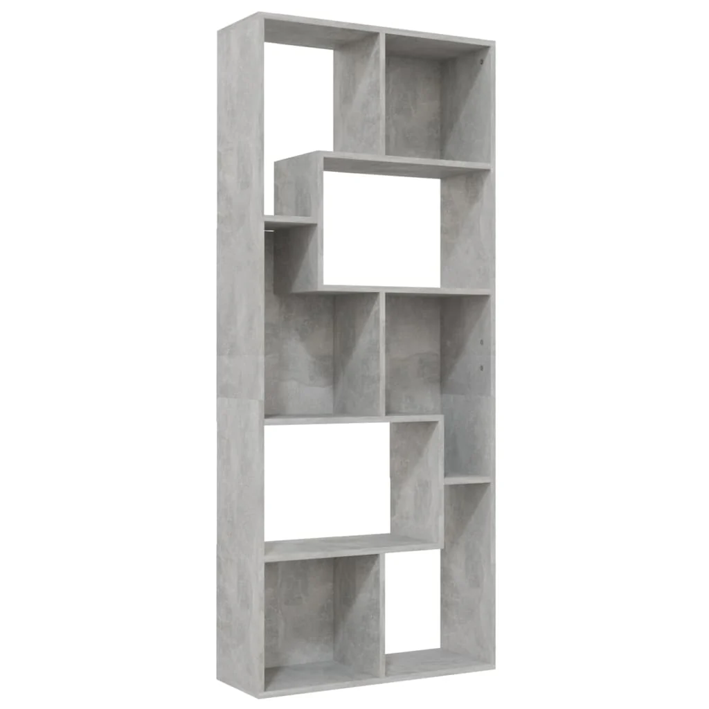 bogreol 67x24x161 cm konstrueret træ betongrå - Image 2