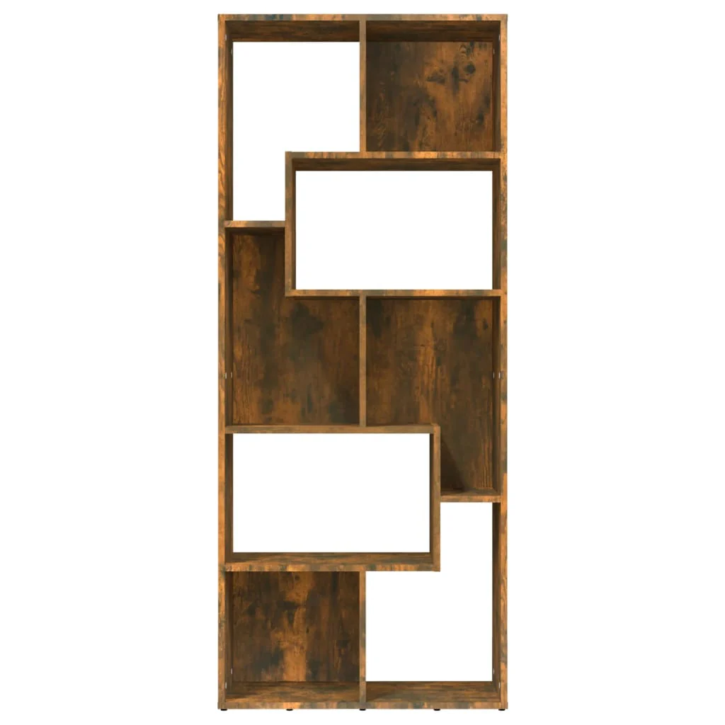bogreol 67x24x161 cm konstrueret træ røget egetræsfarve - Image 3