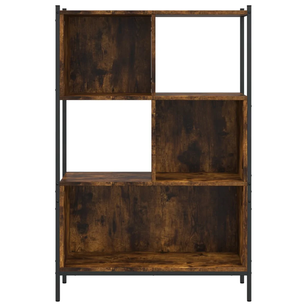 bogreol 72x28x109 cm konstrueret træ røget egetræsfarve - Image 5