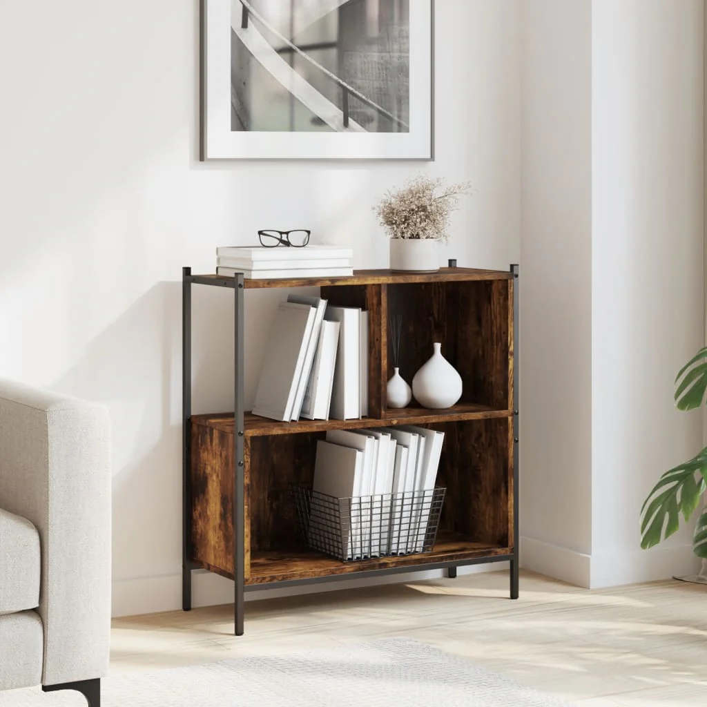 bogreol 72x28x77,5 cm konstrueret træ røget egetræsfarve