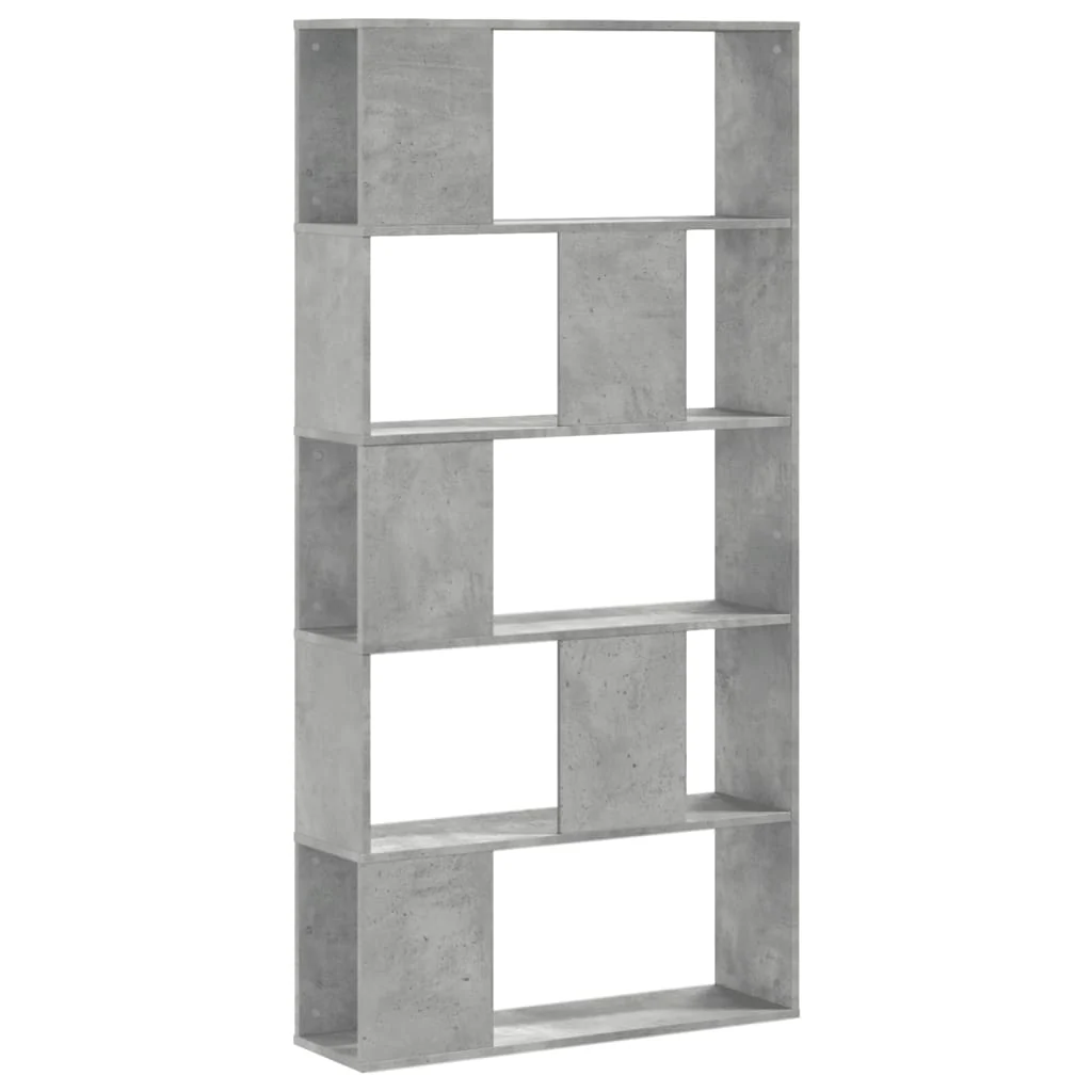bogreol 80,5x23,5x162,5 cm 5 hylder konstrueret træ betongrå - Image 2