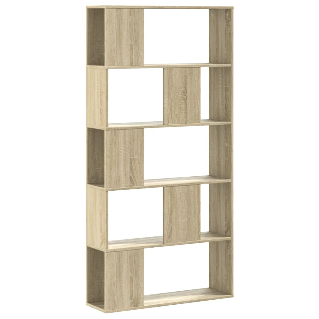 bogreol 80,5x23,5x162,5 cm 5 hylder konstrueret træ sonoma-eg - Image 2