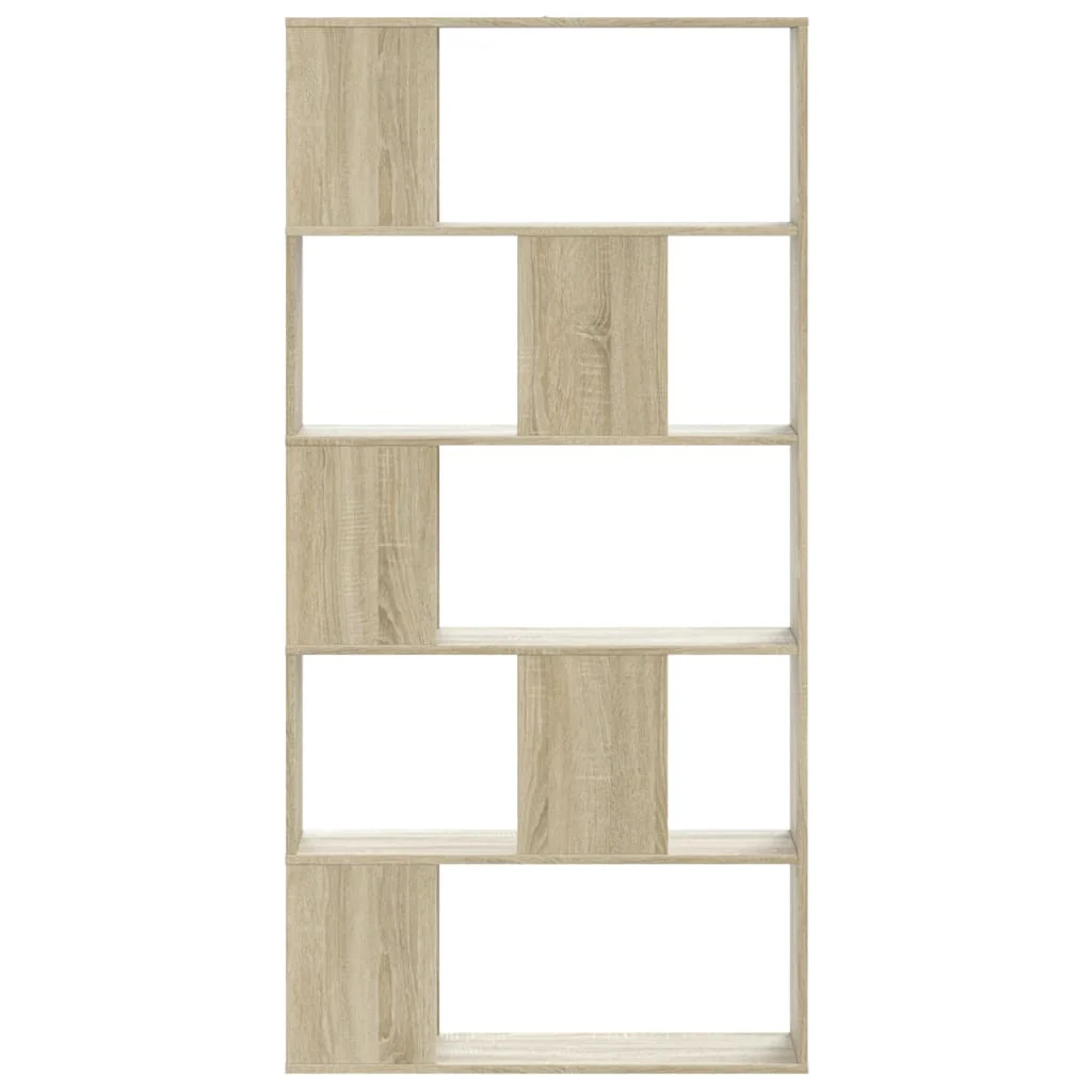 bogreol 80,5x23,5x162,5 cm 5 hylder konstrueret træ sonoma-eg - Image 3