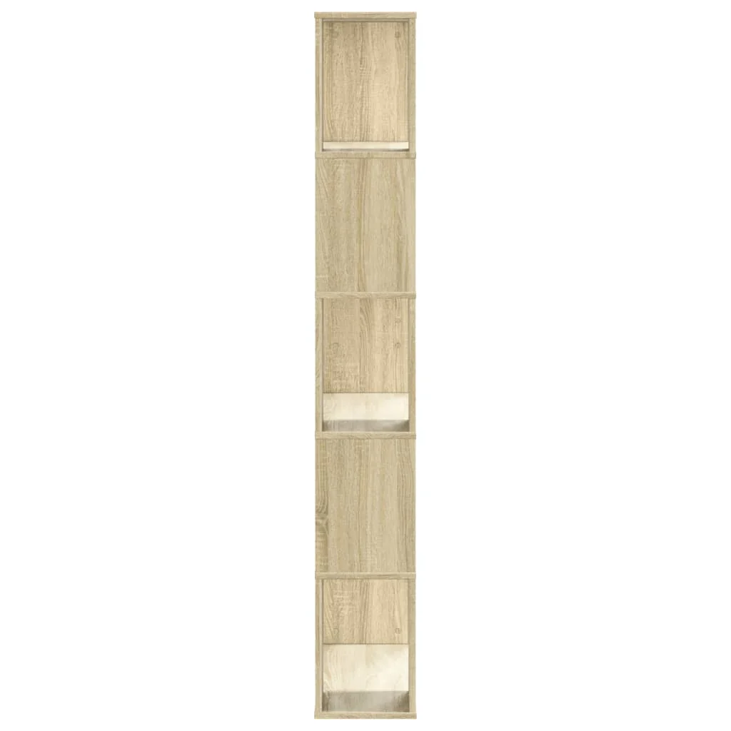 bogreol 80,5x23,5x162,5 cm 5 hylder konstrueret træ sonoma-eg - Image 4