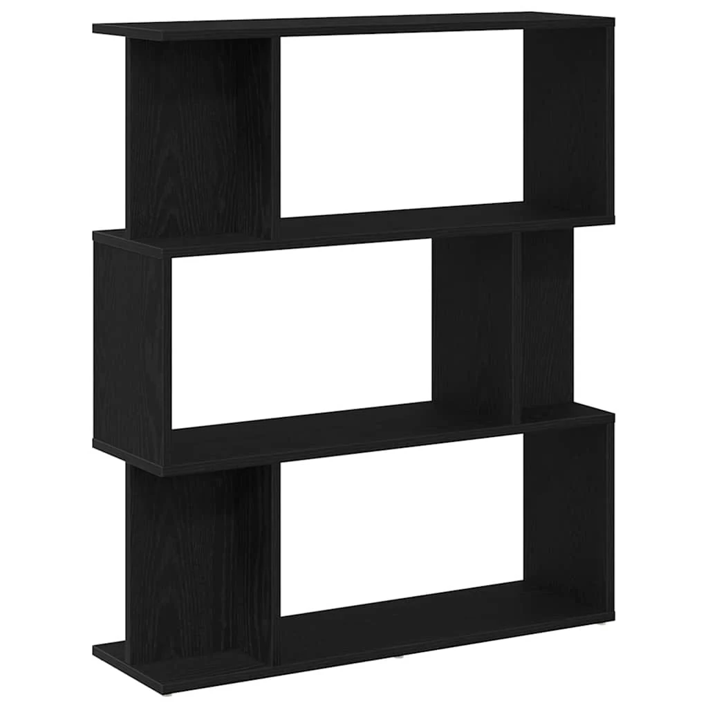 bogreol 80x24x96 cm konstrueret træ sort-eg - Image 2