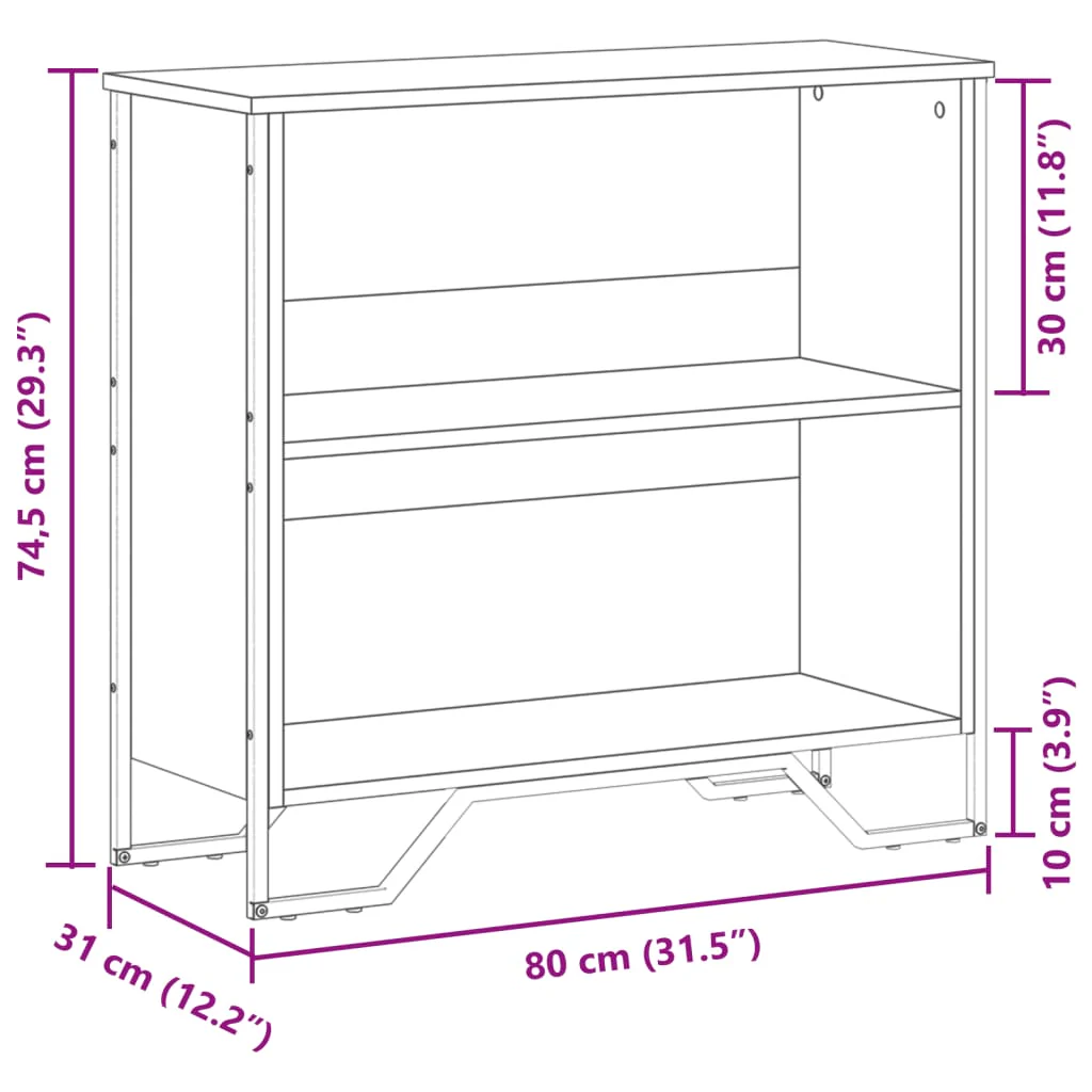 bogreol 80x31x74,5 cm konstrueret træ brun egetræsfarve - Image 8