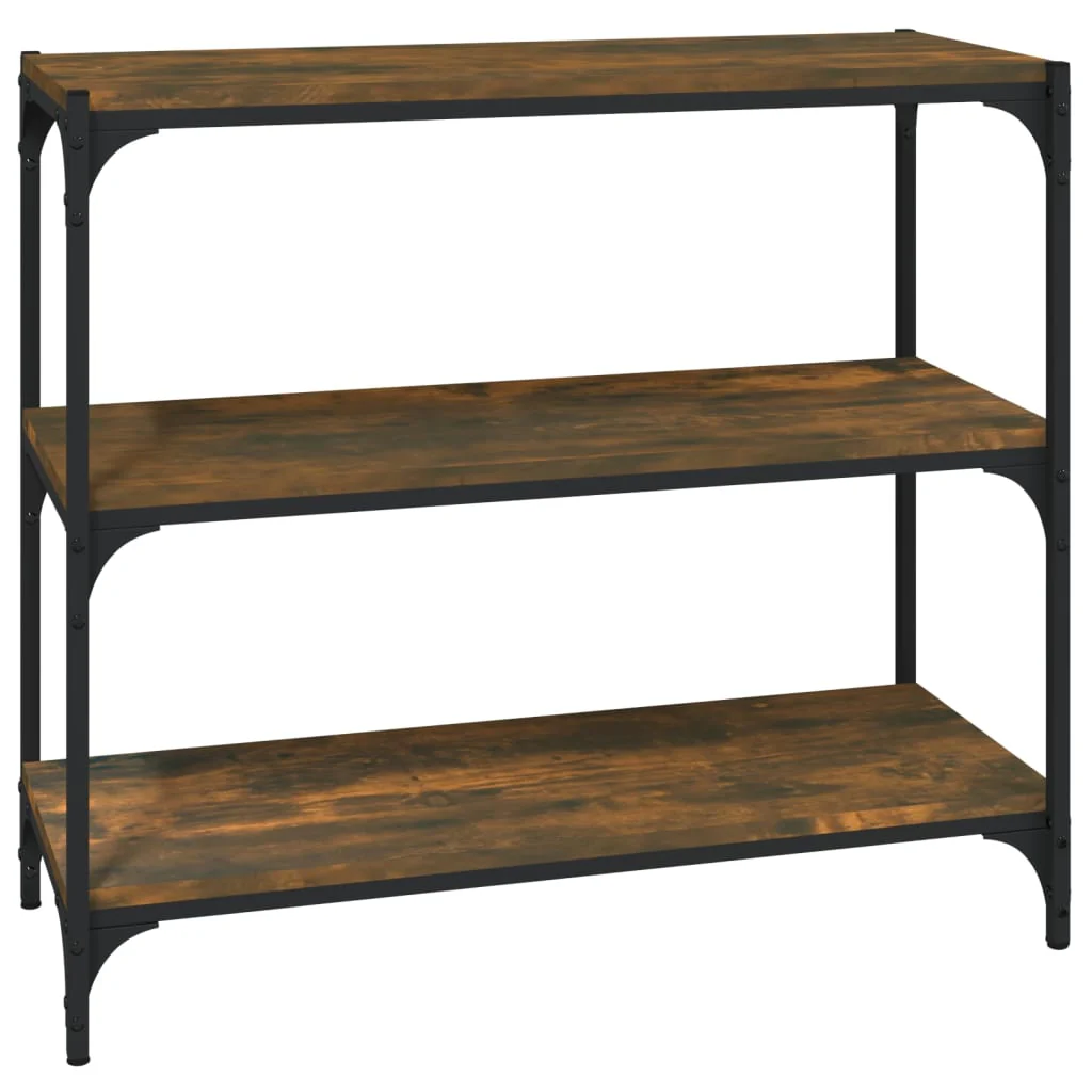 bogreol 80x33x70,5 cm konstrueret træ og stål røget egetræ - Image 2