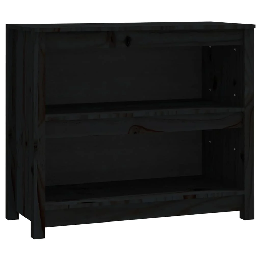 bogreol 80x35x68 cm massivt fyrretræ sort - Image 2