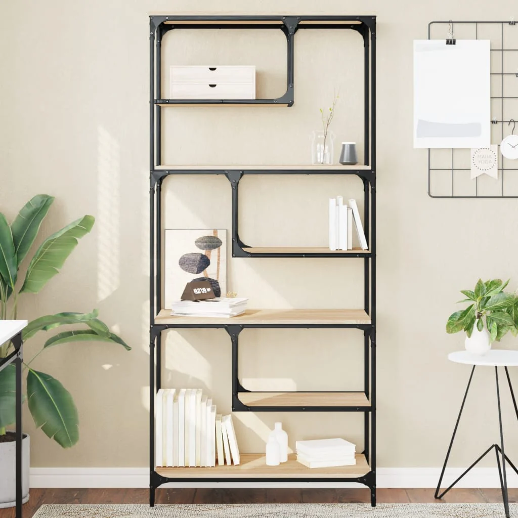 bogreol 81x36x176 cm konstrueret træ sonoma-eg