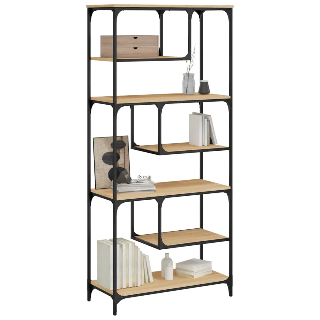 bogreol 81x36x176 cm konstrueret træ sonoma-eg - Image 3