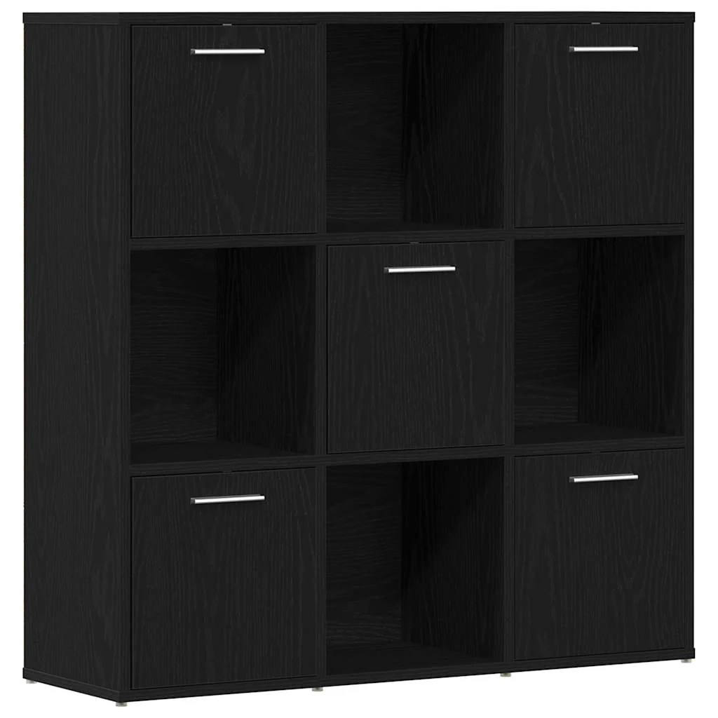 bogreol 90x28x90 cm konstrueret træ sort egetræsfarve - Image 2