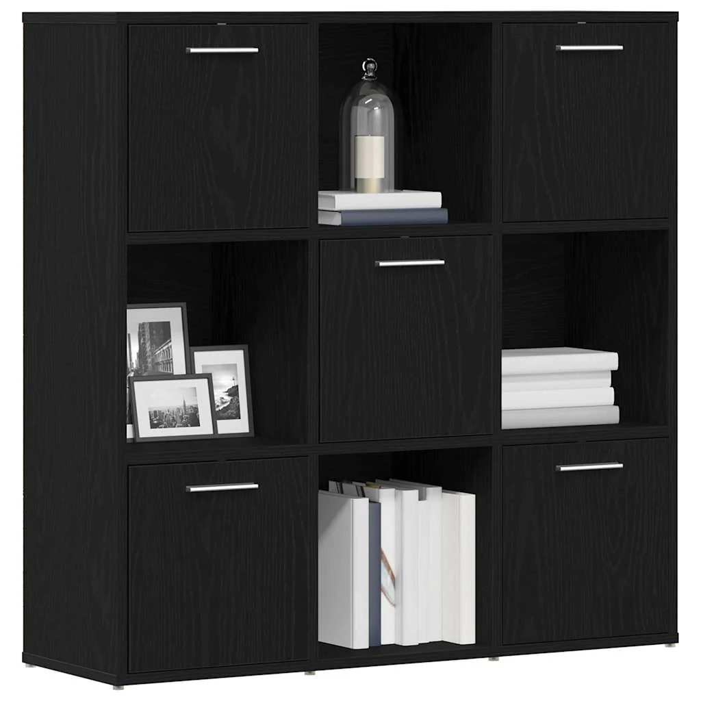 bogreol 90x28x90 cm konstrueret træ sort egetræsfarve - Image 4