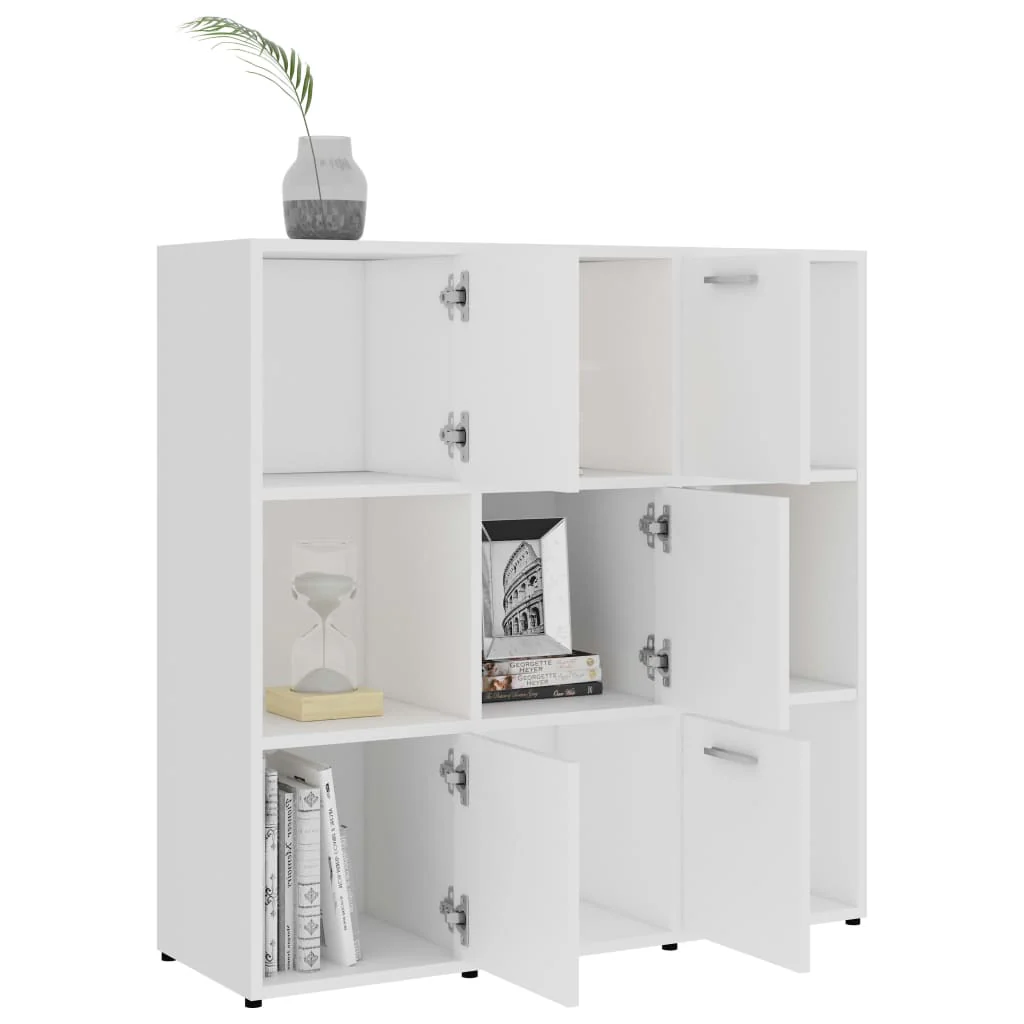 bogreol 90x30x90 cm konstrueret træ hvid - Image 4