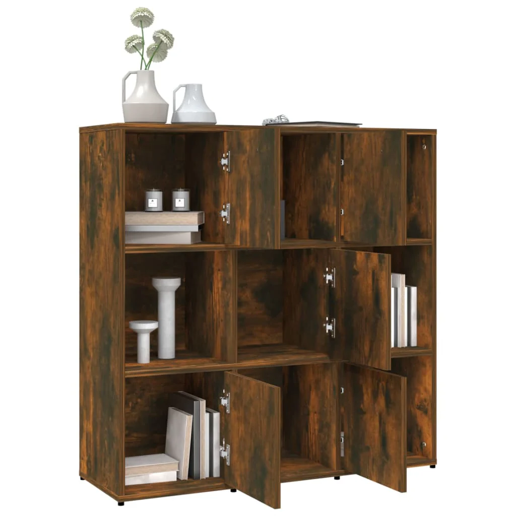 bogreol 90x30x90 cm konstrueret træ røget egetræ - Image 4