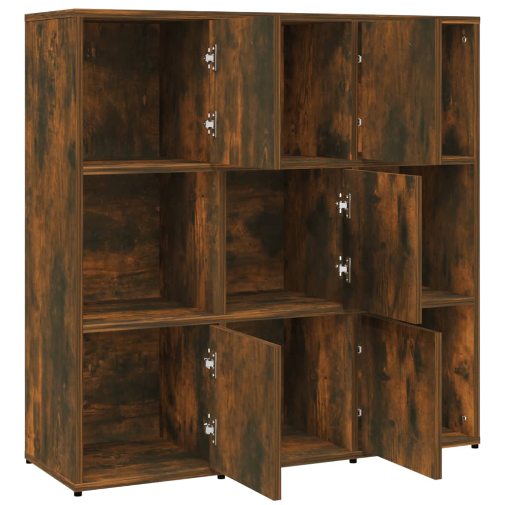 bogreol 90x30x90 cm konstrueret træ røget egetræ - Image 5