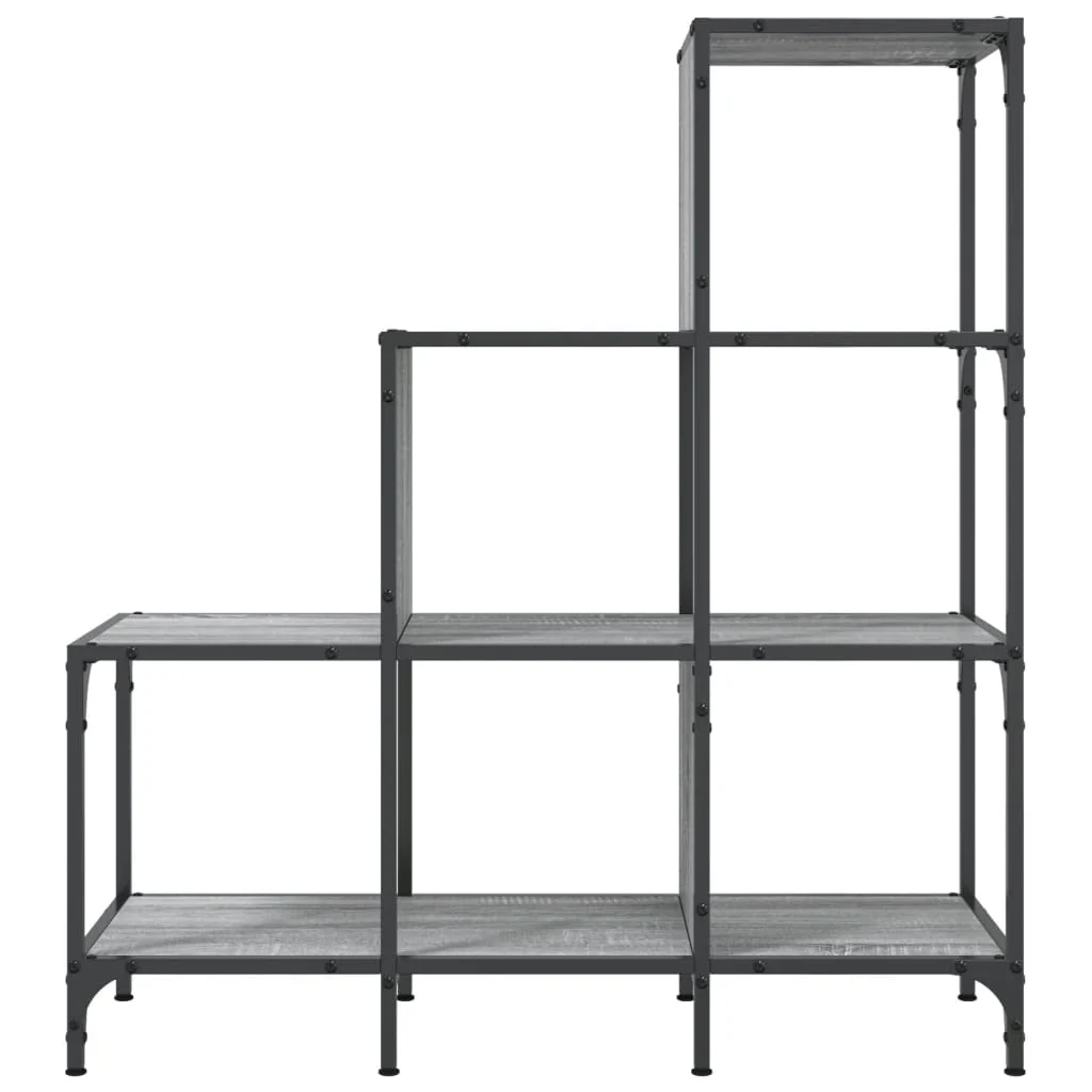 bogreol 92x30x102 cm konstrueret træ og metal grå sonoma-eg - Image 5