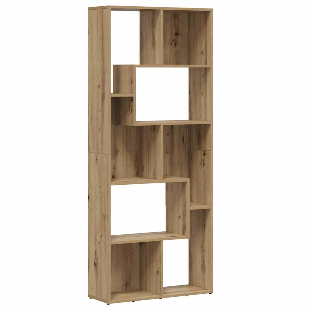 bogreol håndlavet eg 67x24x161 cm konstrueret træ - Image 2